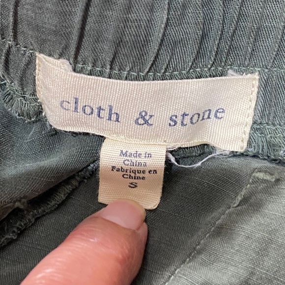 Anthropologie Cloth & Stone Tencel Joggers Pants Cropped Olive Green Size S - Picture 6 of 9